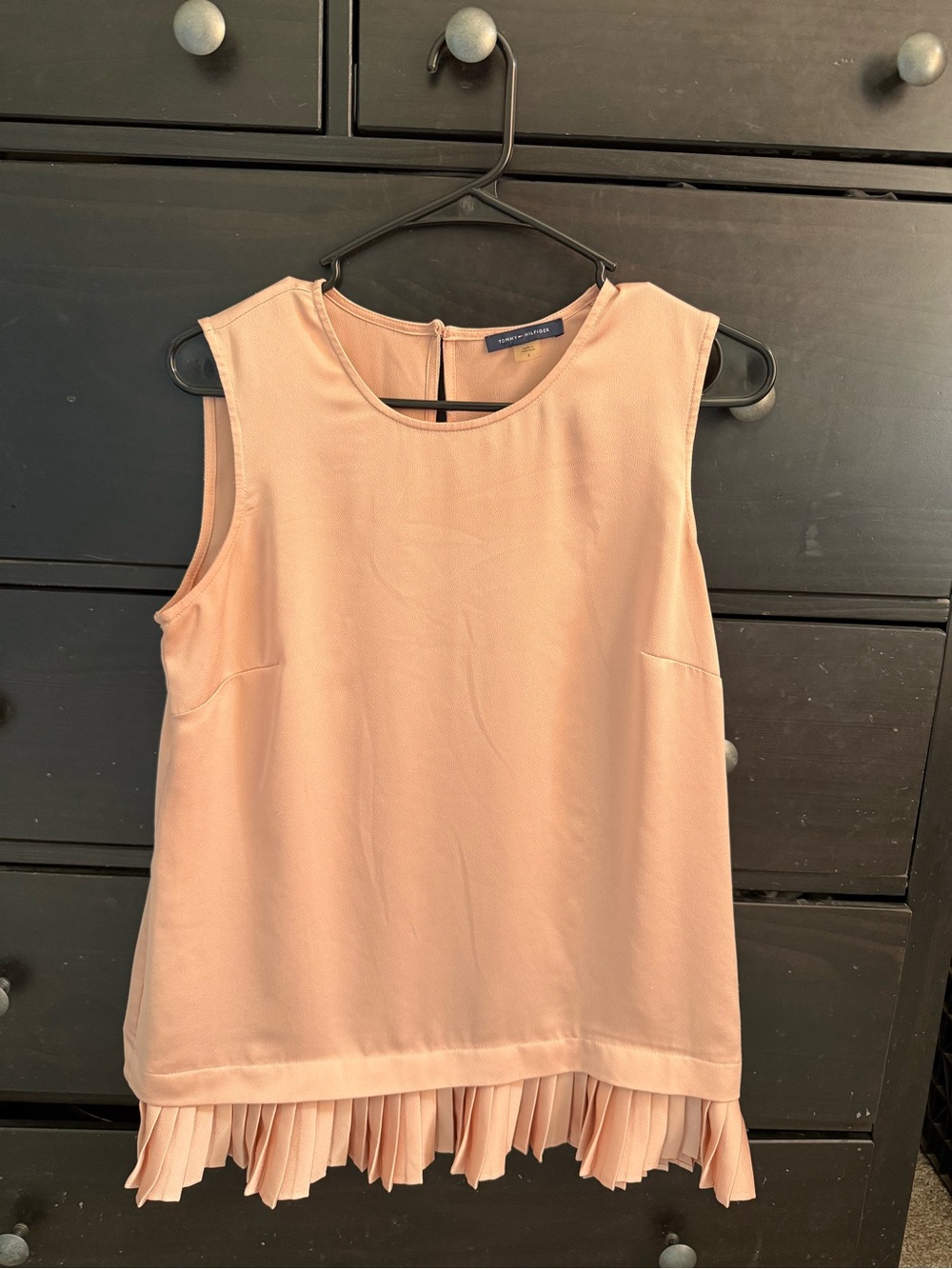 Tommy Hilfiger Blush Pink Sleeveless Pleated-Hem Tank